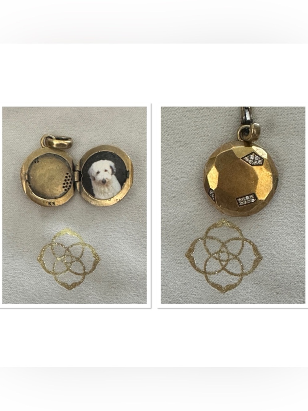 Kendra Scott Gold-Tone Faceted Round Pendant Locket with Crystal Accents